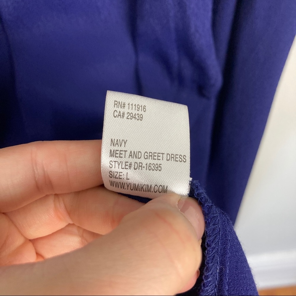 Yumi Kim Navy Wrap Midi Dress with Side Tie - Picture 9 of 10